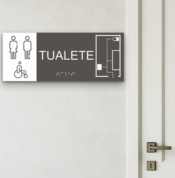 Attēls Durvju plāksne ar Brailu, piktogrammu un plānu